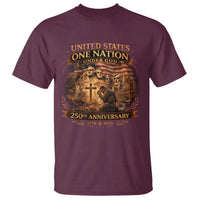 Blessings 250 Years America T Shirt Christian Patriotic One Nation Under God Founding Fathers