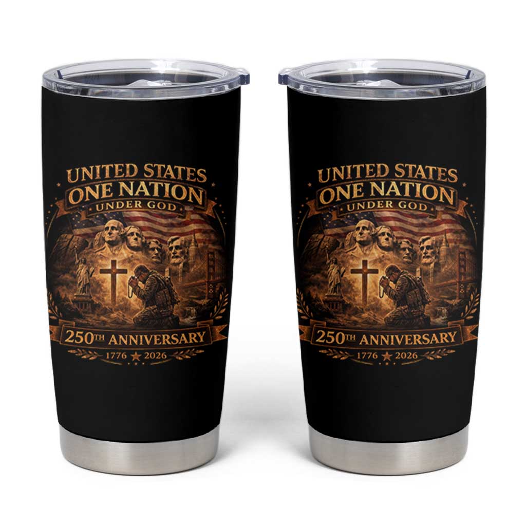 Blessings 250 Years America Tumbler Cup Christian Patriotic One Nation Under God Founding Fathers