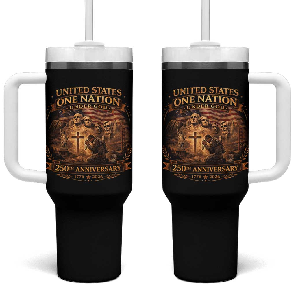 Blessings 250 Years America Tumbler With Handle Christian Patriotic One Nation Under God Founding Fathers