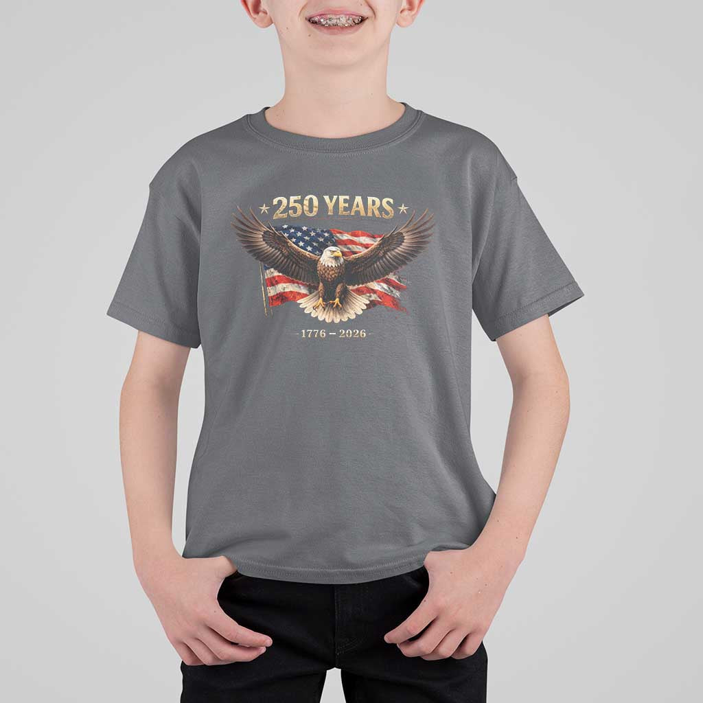 250 Years USA T Shirt For Kid Patriotic Eagle America Flag 250th Anniversary 1776 2026