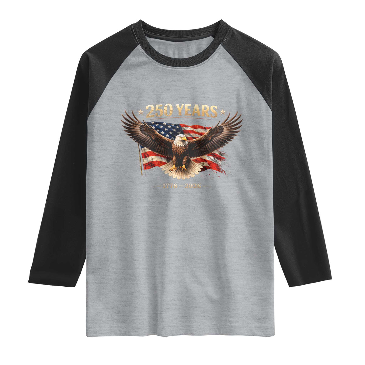 250 Years USA Raglan Shirt Patriotic Eagle America Flag 250th Anniversary 1776 2026