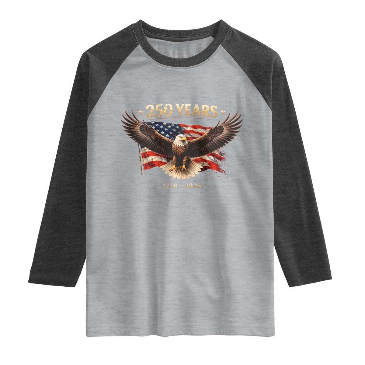 250 Years USA Raglan Shirt Patriotic Eagle America Flag 250th Anniversary 1776 2026