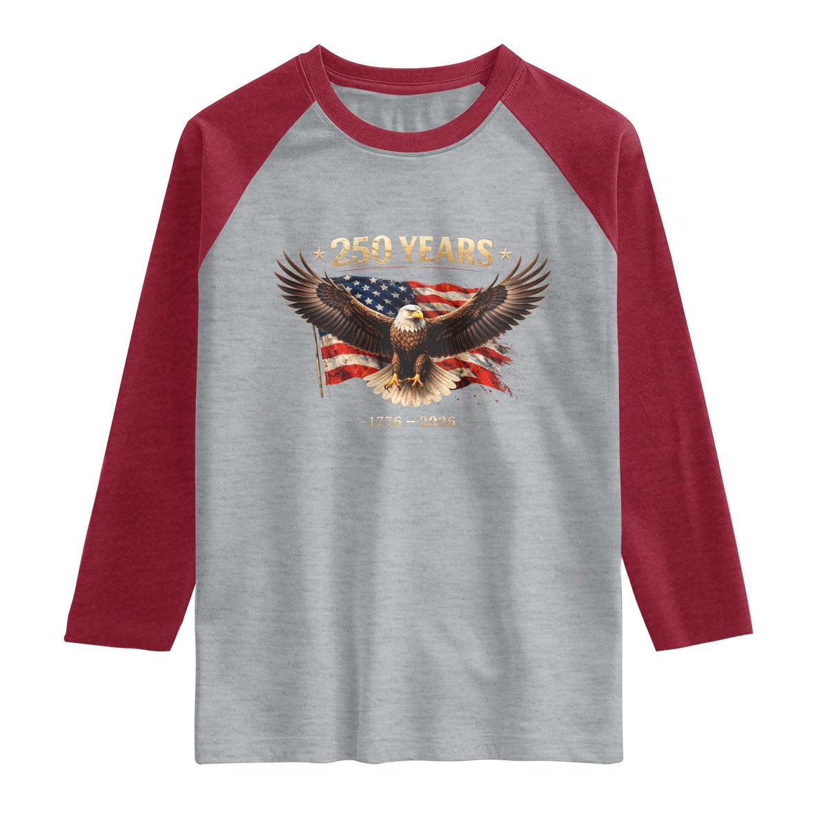 250 Years USA Raglan Shirt Patriotic Eagle America Flag 250th Anniversary 1776 2026