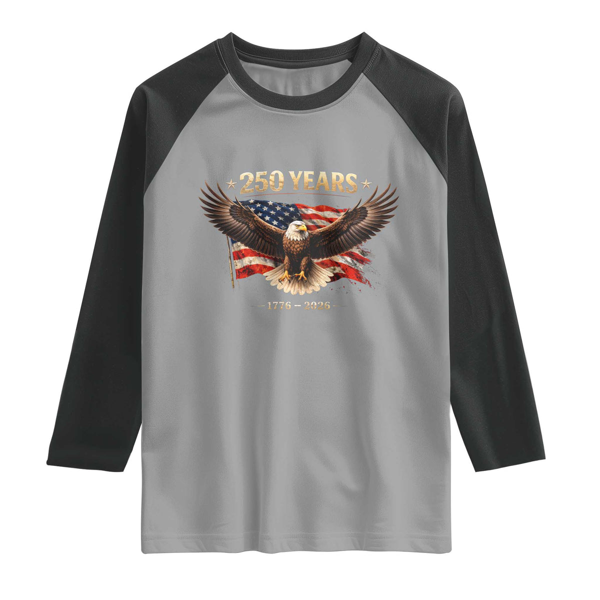 250 Years USA Raglan Shirt Patriotic Eagle America Flag 250th Anniversary 1776 2026