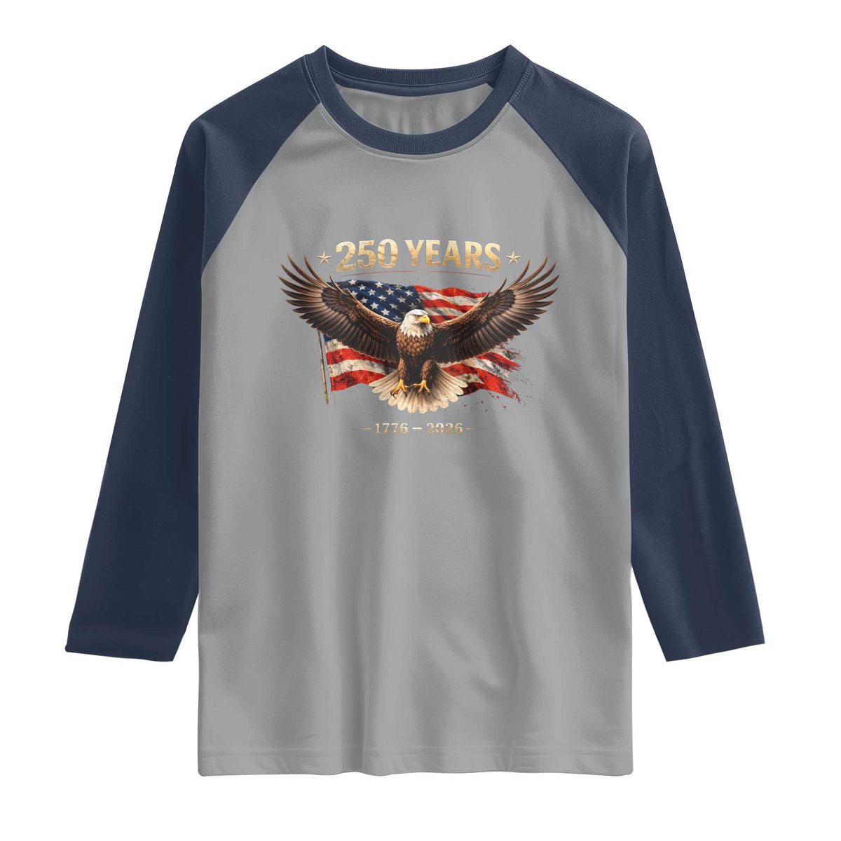 250 Years USA Raglan Shirt Patriotic Eagle America Flag 250th Anniversary 1776 2026
