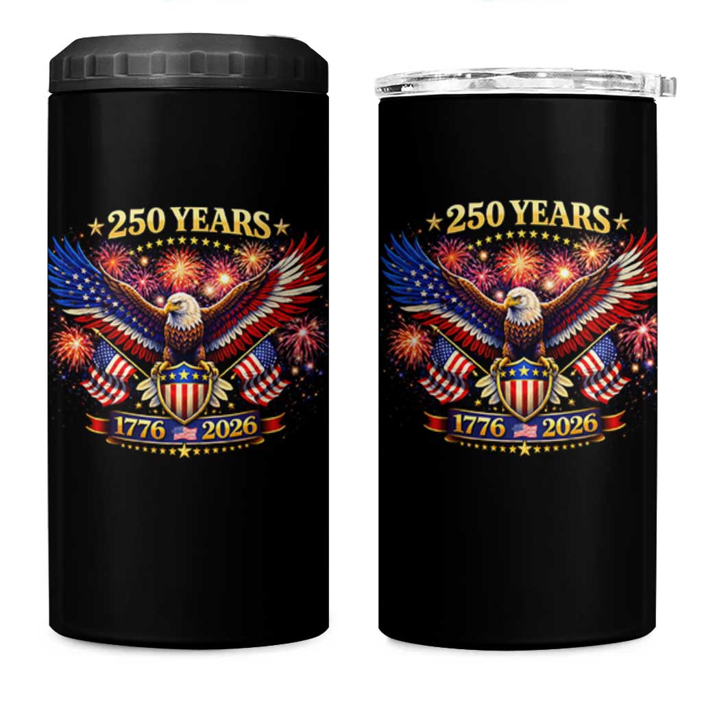 USA 250th Anniversary Eagle 4 in 1 Can Cooler Tumbler 4th July Independence Day Patriotic USA Flag