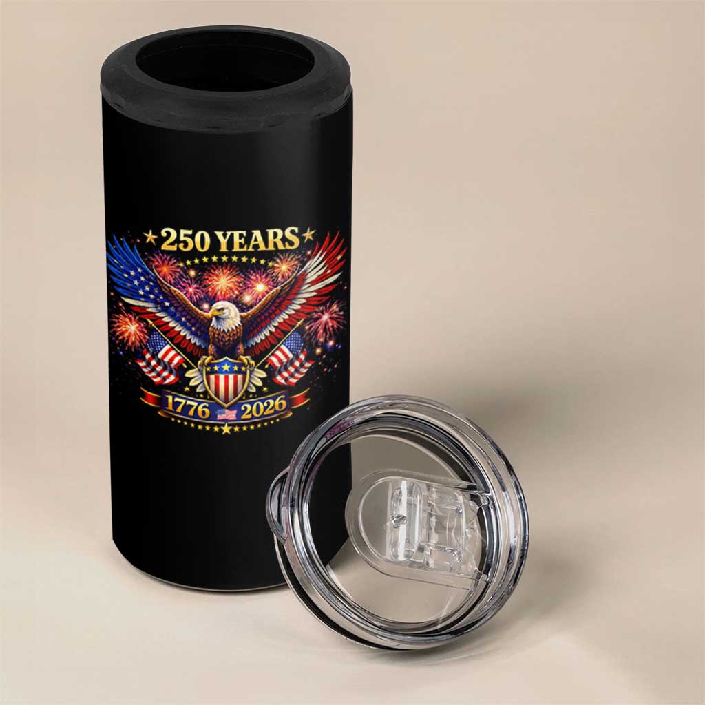 USA 250th Anniversary Eagle 4 in 1 Can Cooler Tumbler 4th July Independence Day Patriotic USA Flag