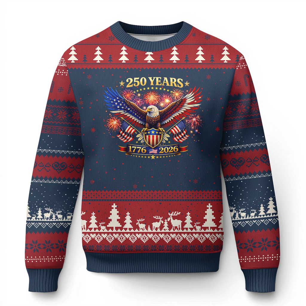 USA 250th Anniversary Eagle Ugly Christmas Sweater 4th July Independence Day Patriotic USA Flag