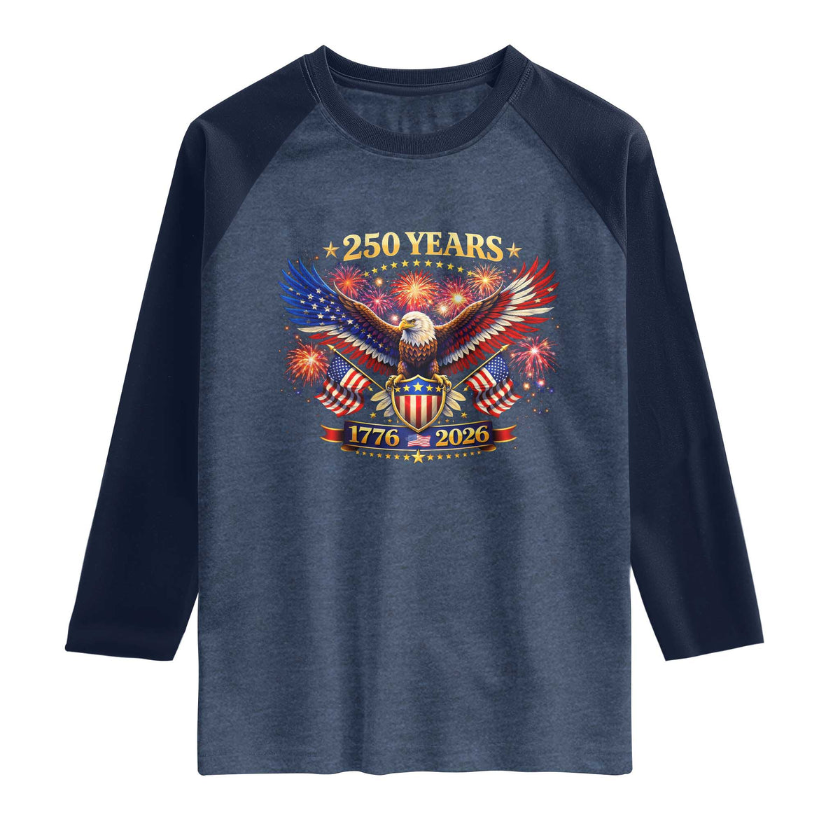 USA 250th Anniversary Eagle Raglan Shirt 4th July Independence Day Patriotic USA Flag