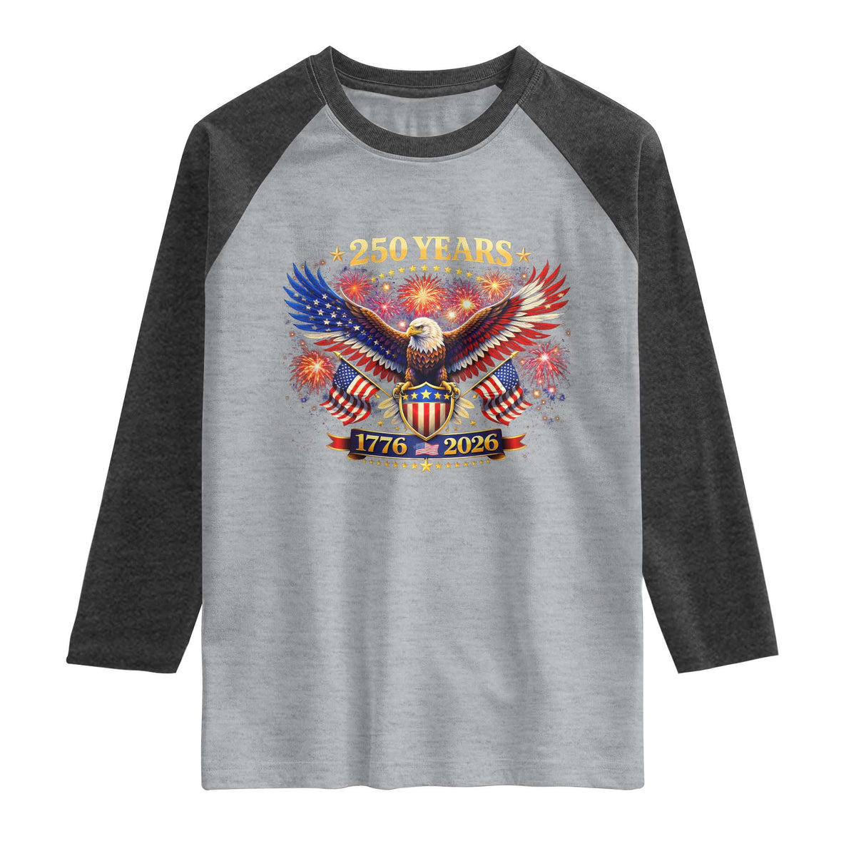 USA 250th Anniversary Eagle Raglan Shirt 4th July Independence Day Patriotic USA Flag
