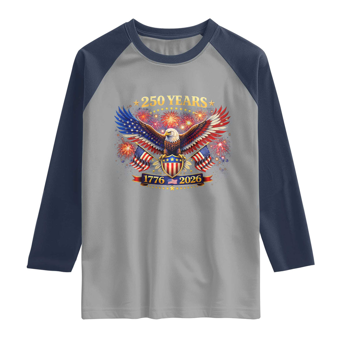 USA 250th Anniversary Eagle Raglan Shirt 4th July Independence Day Patriotic USA Flag