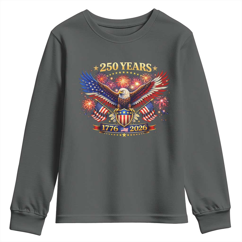 USA 250th Anniversary Eagle Youth Sweatshirt 4th July Independence Day Patriotic USA Flag
