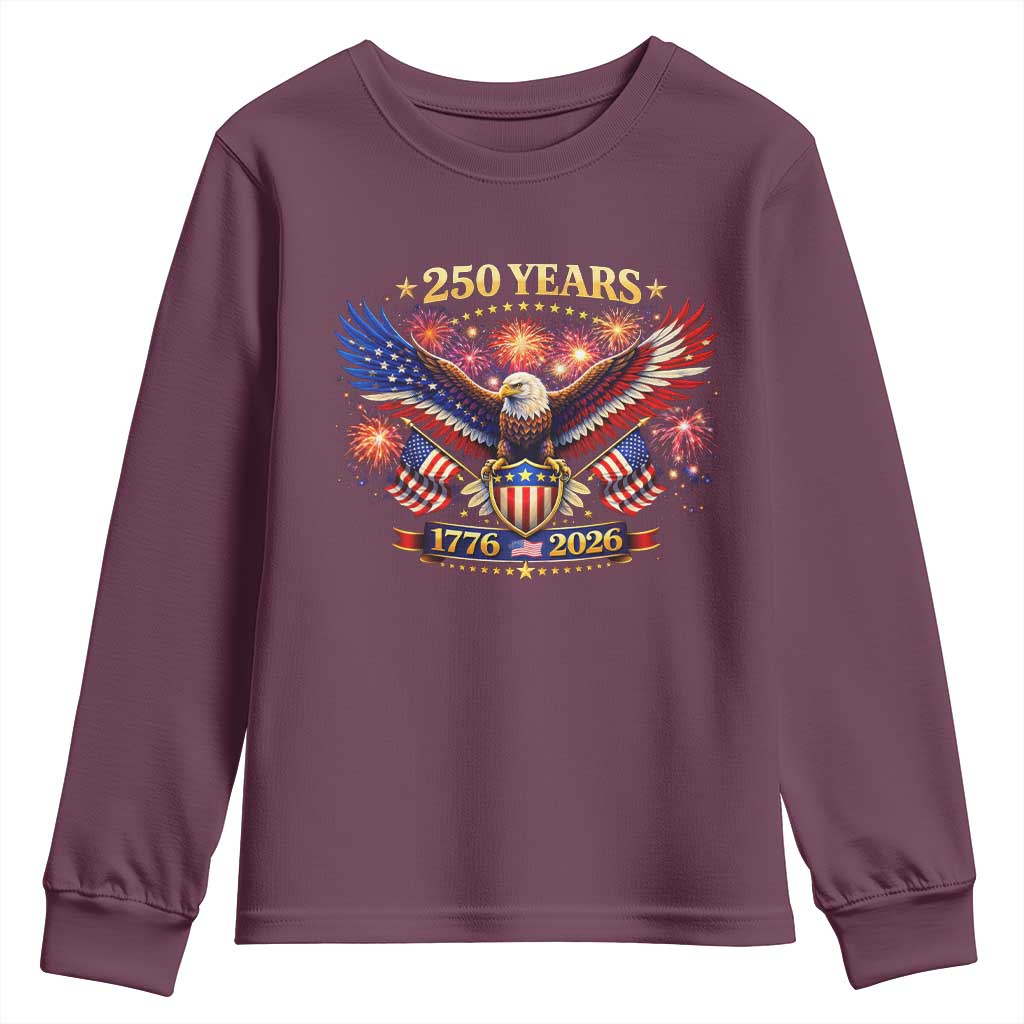 USA 250th Anniversary Eagle Youth Sweatshirt 4th July Independence Day Patriotic USA Flag
