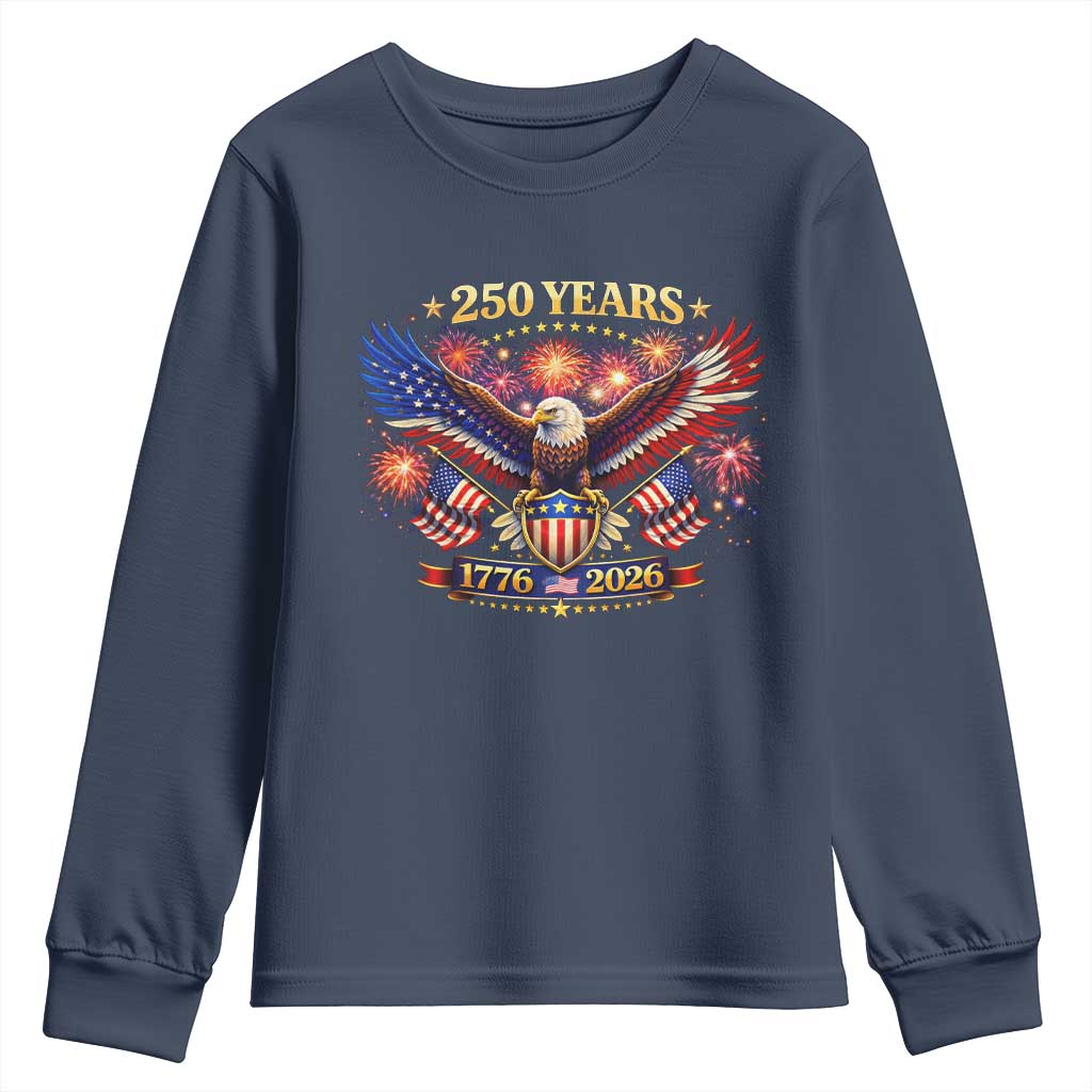 USA 250th Anniversary Eagle Youth Sweatshirt 4th July Independence Day Patriotic USA Flag