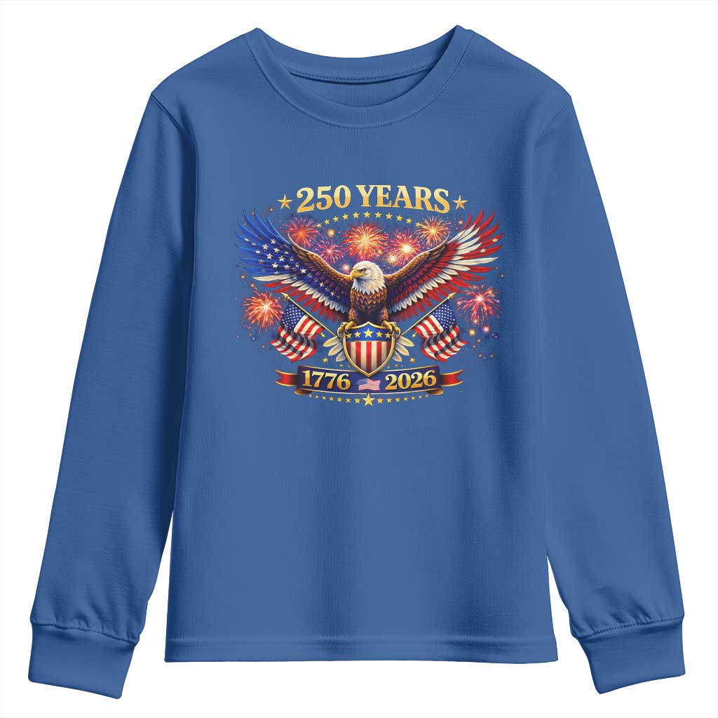 USA 250th Anniversary Eagle Youth Sweatshirt 4th July Independence Day Patriotic USA Flag