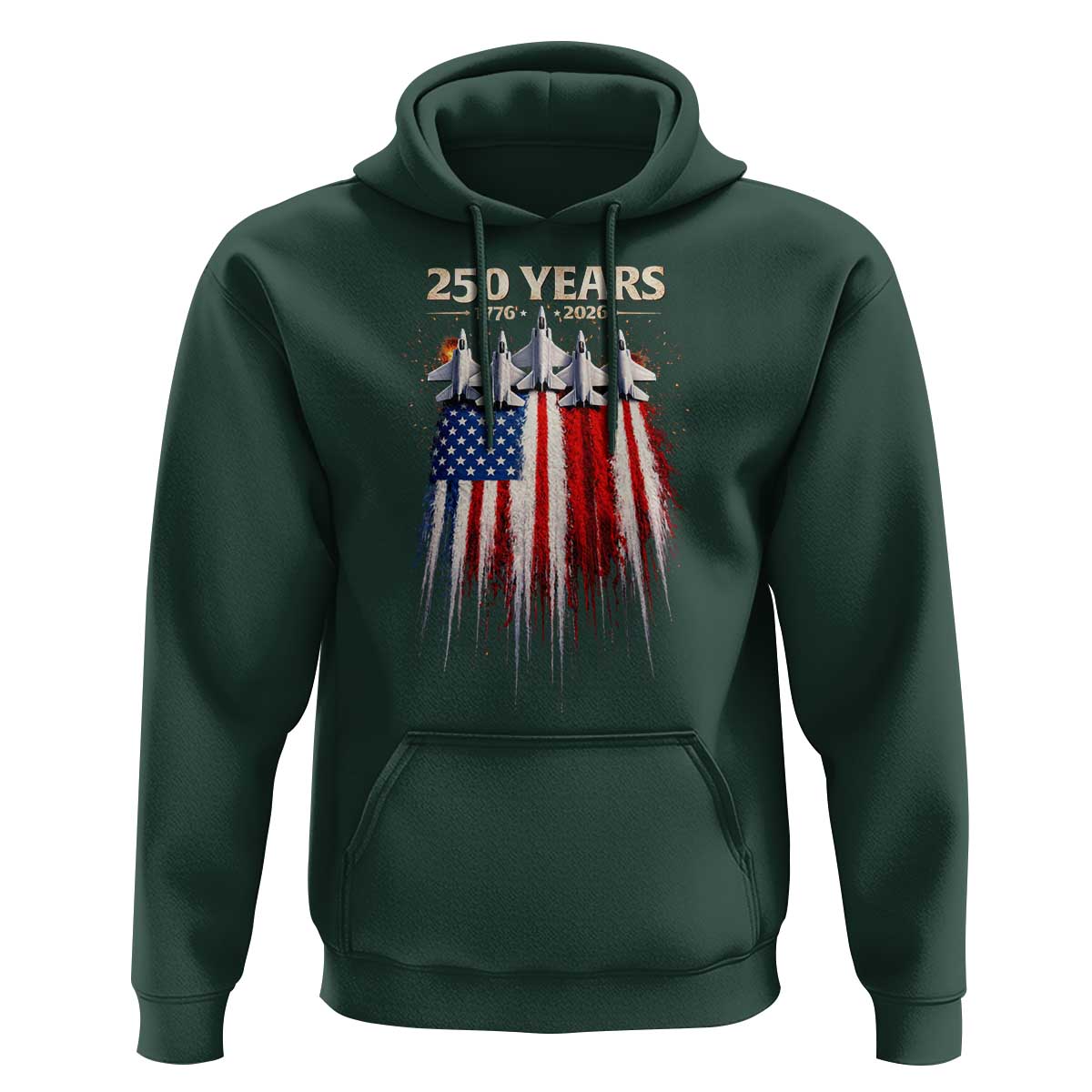 250 Years Anniversary Hoodie Usa American Flag 1776 2026 Patriotic Independence Day 4th July