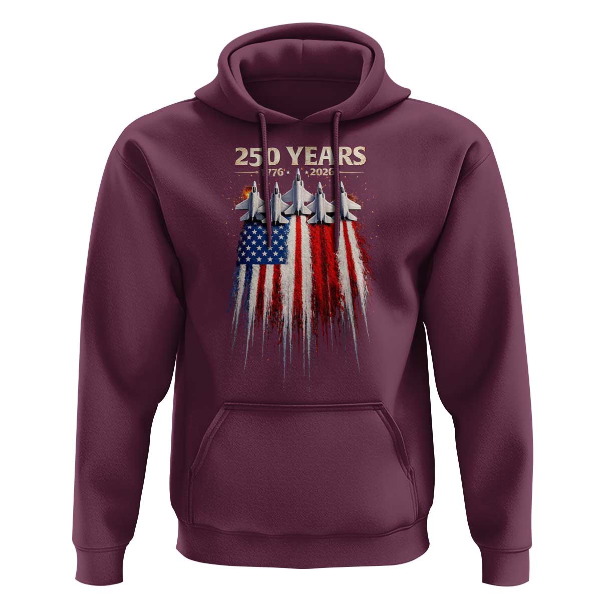 250 Years Anniversary Hoodie Usa American Flag 1776 2026 Patriotic Independence Day 4th July