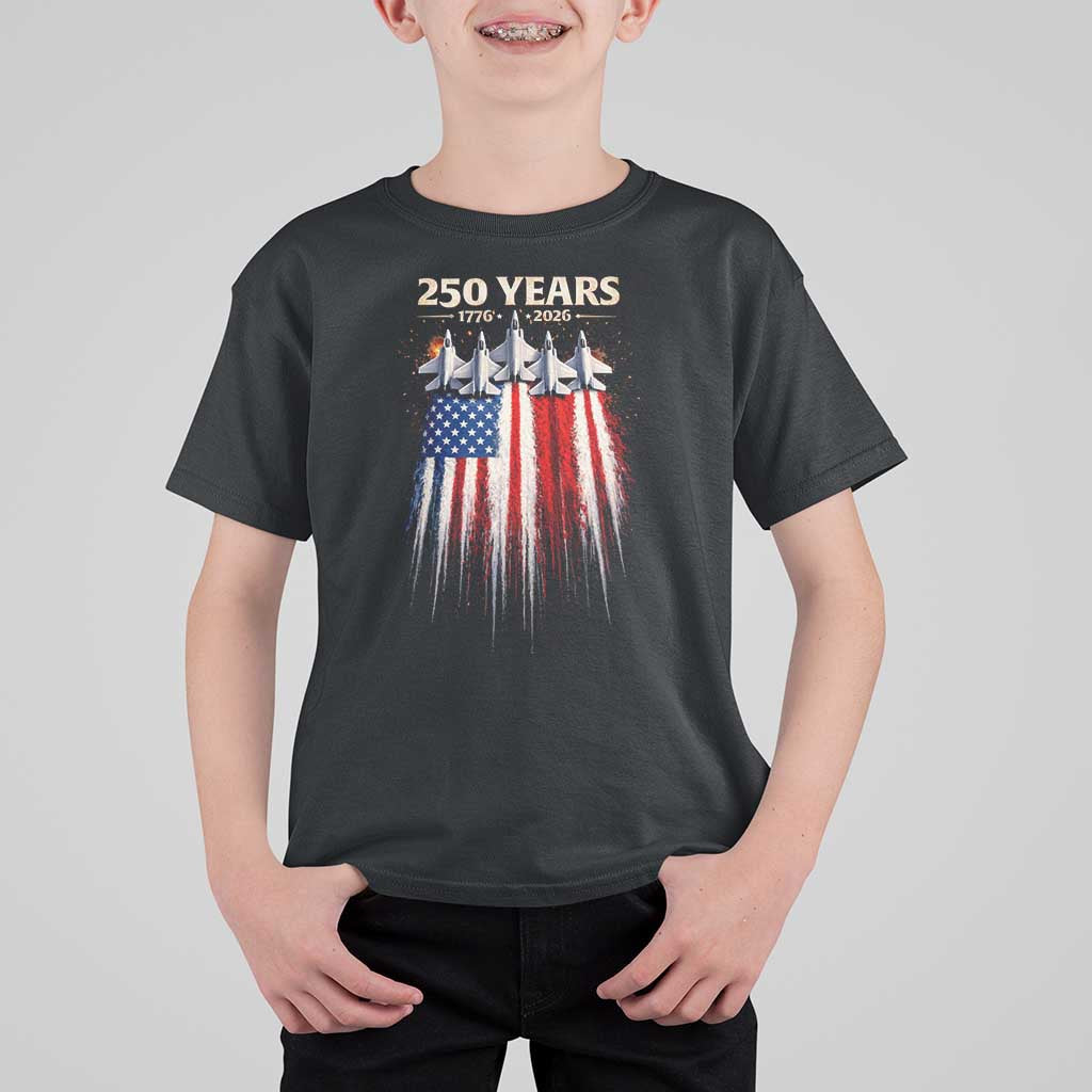 250 Years Anniversary T Shirt For Kid Usa American Flag 1776 2026 Patriotic Independence Day 4th July
