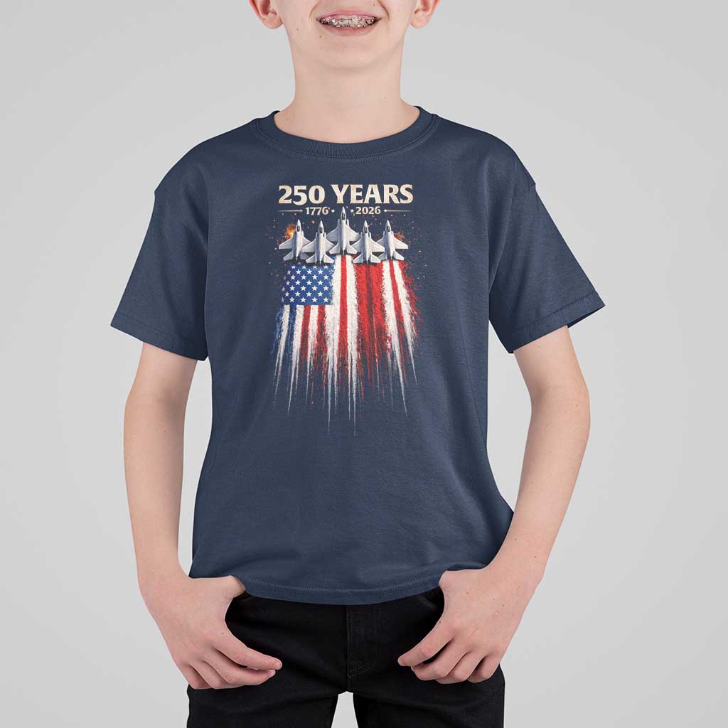250 Years Anniversary T Shirt For Kid Usa American Flag 1776 2026 Patriotic Independence Day 4th July