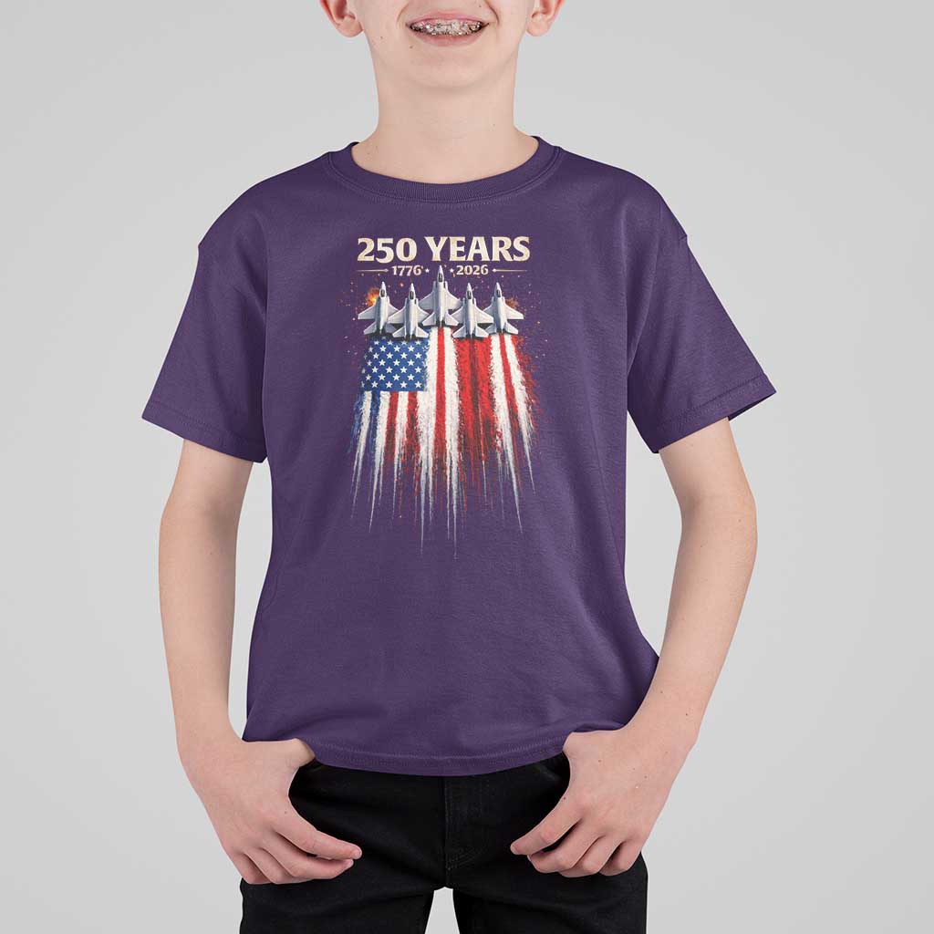 250 Years Anniversary T Shirt For Kid Usa American Flag 1776 2026 Patriotic Independence Day 4th July