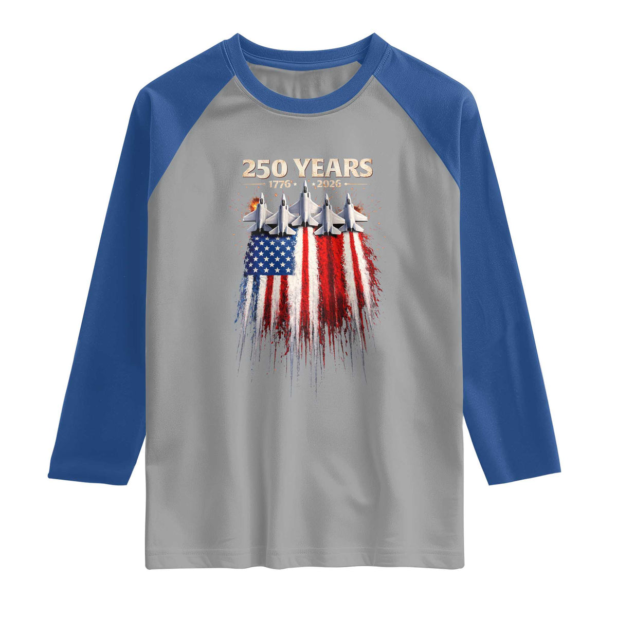 250 Years Anniversary Raglan Shirt Usa American Flag 1776 2026 Patriotic Independence Day 4th July