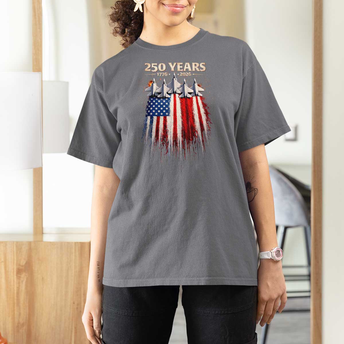 250 Years Anniversary T Shirt For Women Usa American Flag 1776 2026 Patriotic Independence Day 4th July
