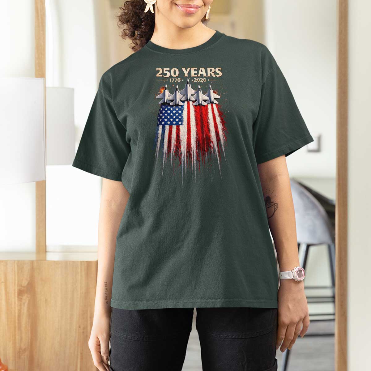 250 Years Anniversary T Shirt For Women Usa American Flag 1776 2026 Patriotic Independence Day 4th July