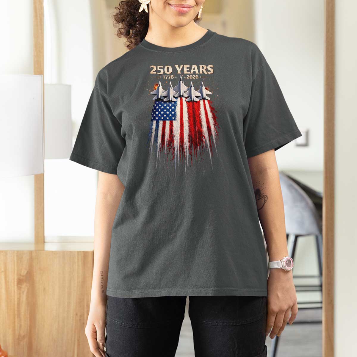 250 Years Anniversary T Shirt For Women Usa American Flag 1776 2026 Patriotic Independence Day 4th July