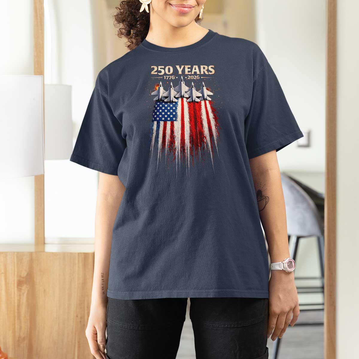 250 Years Anniversary T Shirt For Women Usa American Flag 1776 2026 Patriotic Independence Day 4th July