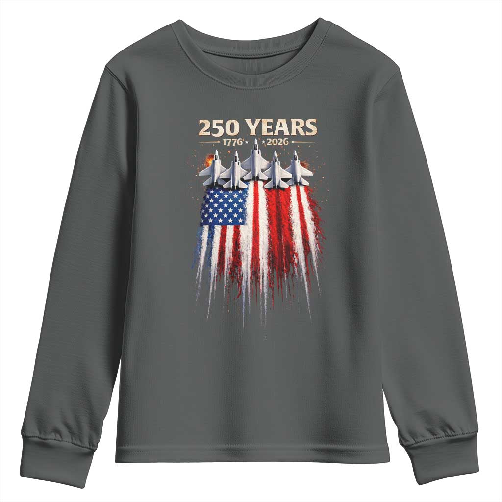 250 Years Anniversary Youth Sweatshirt Usa American Flag 1776 2026 Patriotic Independence Day 4th July