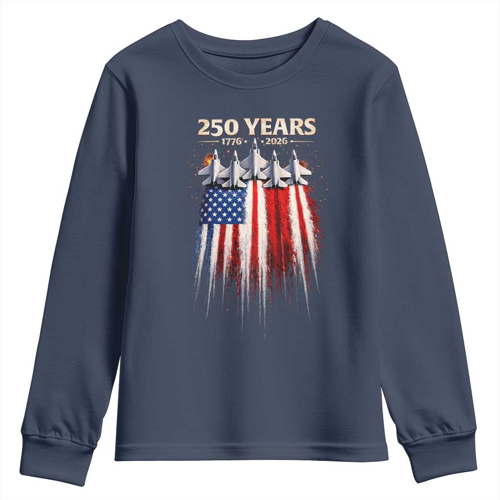 250 Years Anniversary Youth Sweatshirt Usa American Flag 1776 2026 Patriotic Independence Day 4th July