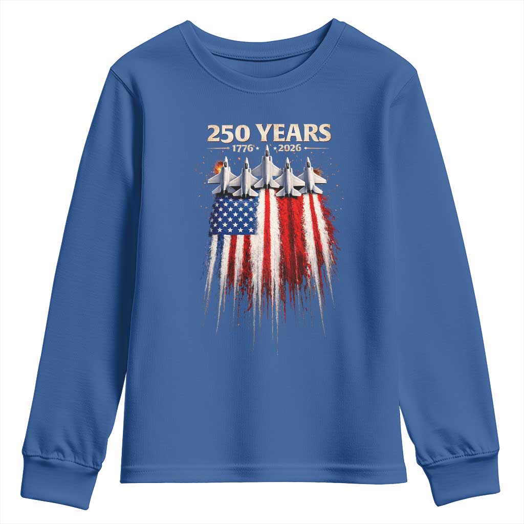 250 Years Anniversary Youth Sweatshirt Usa American Flag 1776 2026 Patriotic Independence Day 4th July