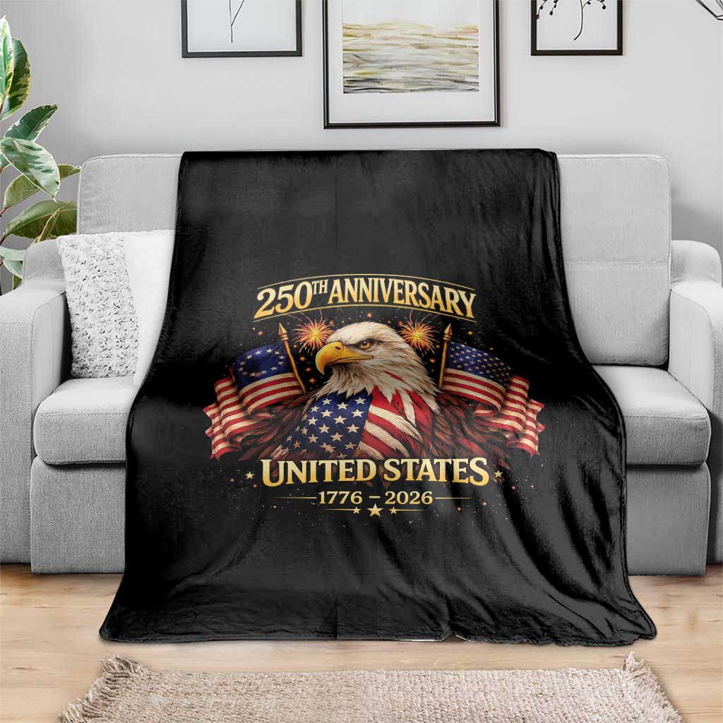 250th Anniversary Throw Blanket United States 250 Years Birthday 1776 2026 Eagle USA Flag