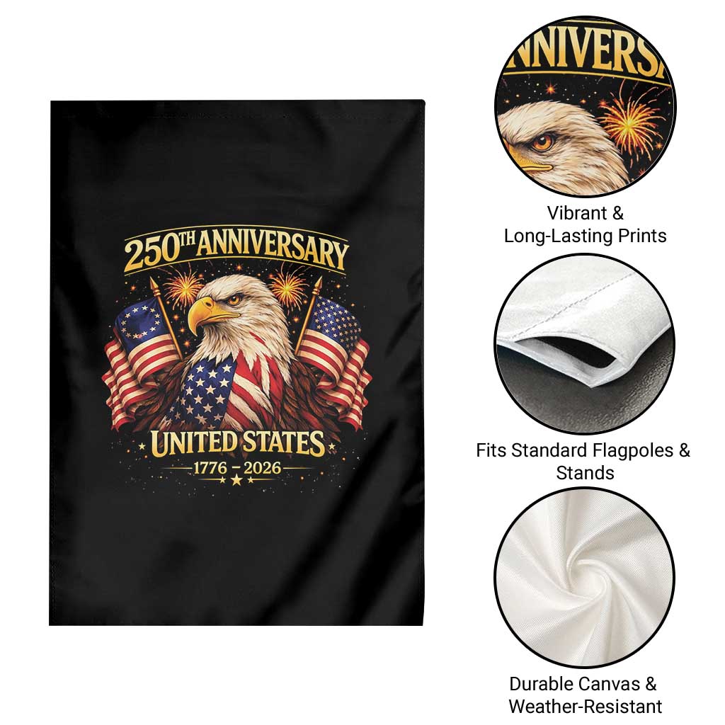 250th Anniversary Garden Flag United States 250 Years Birthday 1776 2026 Eagle USA Flag