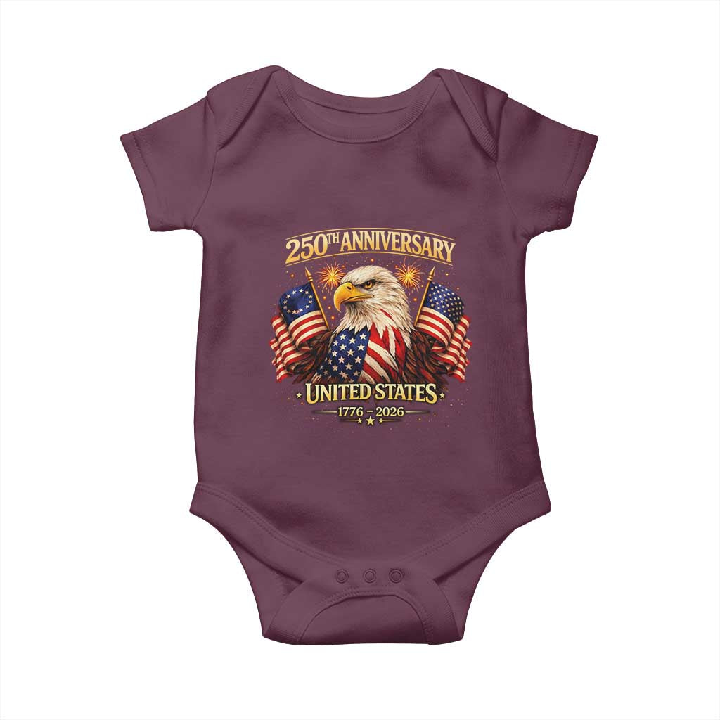 250th Anniversary Baby Onesie United States 250 Years Birthday 1776 2026 Eagle USA Flag