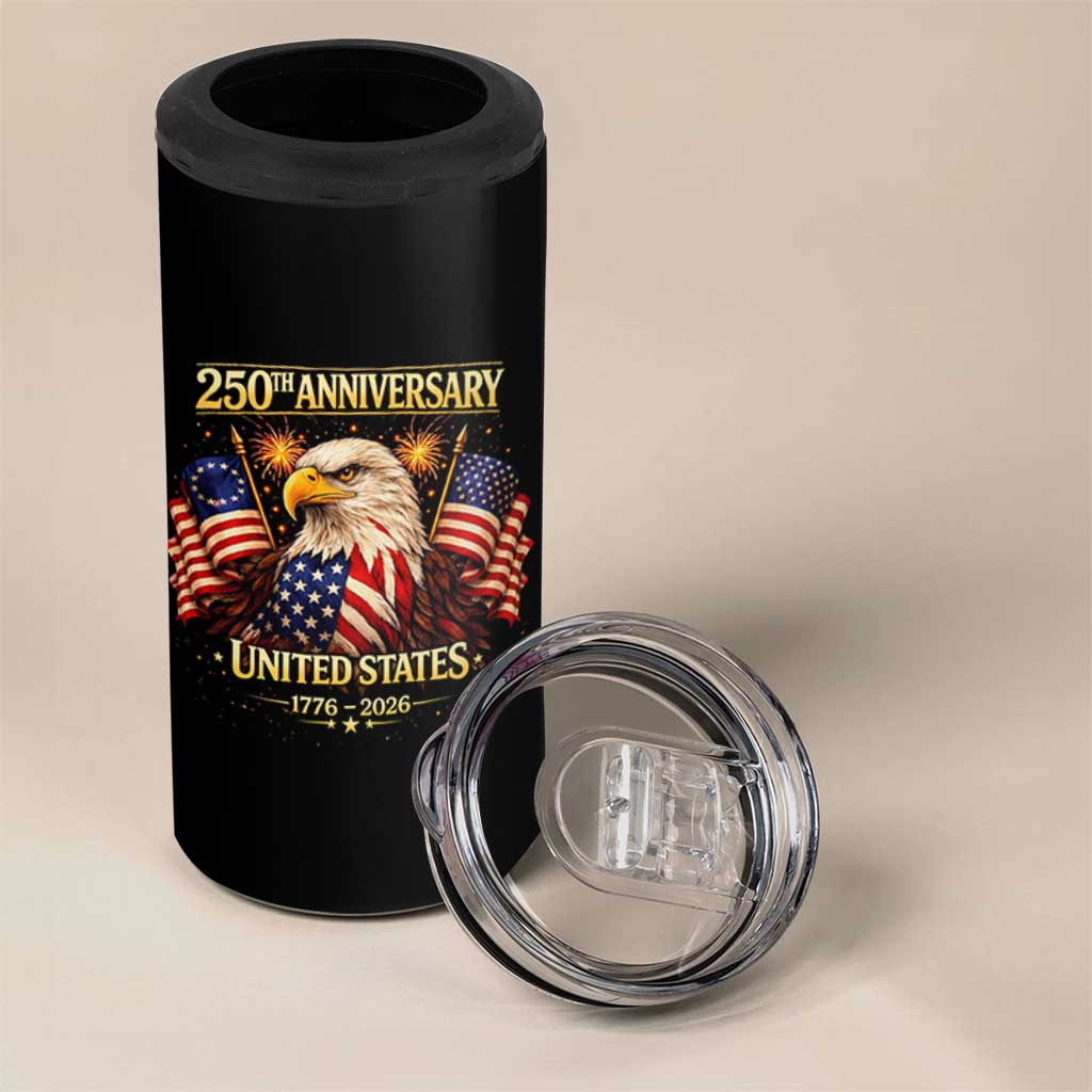 250th Anniversary 4 in 1 Can Cooler Tumbler United States 250 Years Birthday 1776 2026 Eagle USA Flag