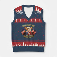 250th Anniversary V-Neck Knit Sweater Vest United States 250 Years Birthday 1776 2026 Eagle USA Flag