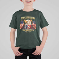 250th Anniversary T Shirt For Kid United States 250 Years Birthday 1776 2026 Eagle USA Flag