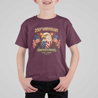 250th Anniversary T Shirt For Kid United States 250 Years Birthday 1776 2026 Eagle USA Flag