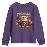 250th Anniversary Youth Sweatshirt United States 250 Years Birthday 1776 2026 Eagle USA Flag
