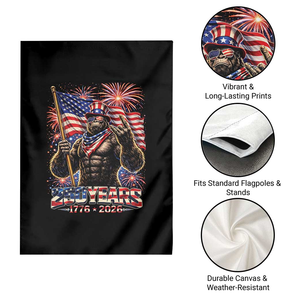 Bigfoot 250th Anniversary Garden Flag USA Independence 250 Years Of Freedom 1776 2026 Patriotic Flag