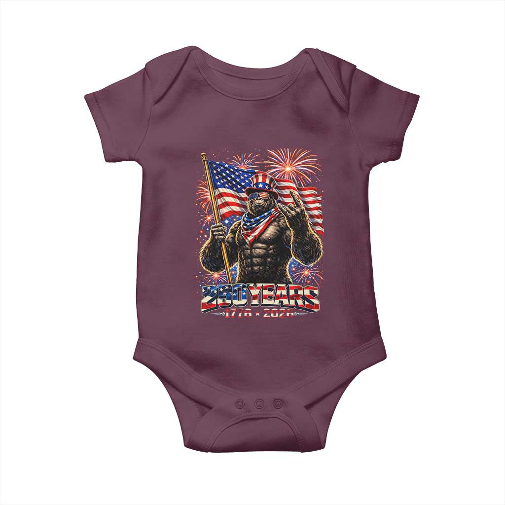 Bigfoot 250th Anniversary Baby Onesie USA Independence 250 Years Of Freedom 1776 2026 Patriotic Flag