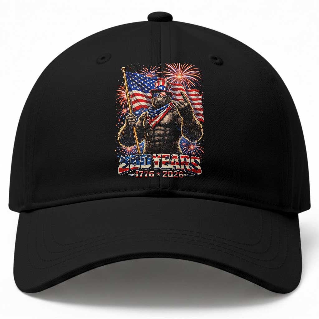 Bigfoot 250th Anniversary Baseball Cap USA Independence 250 Years Of Freedom 1776 2026 Patriotic Flag