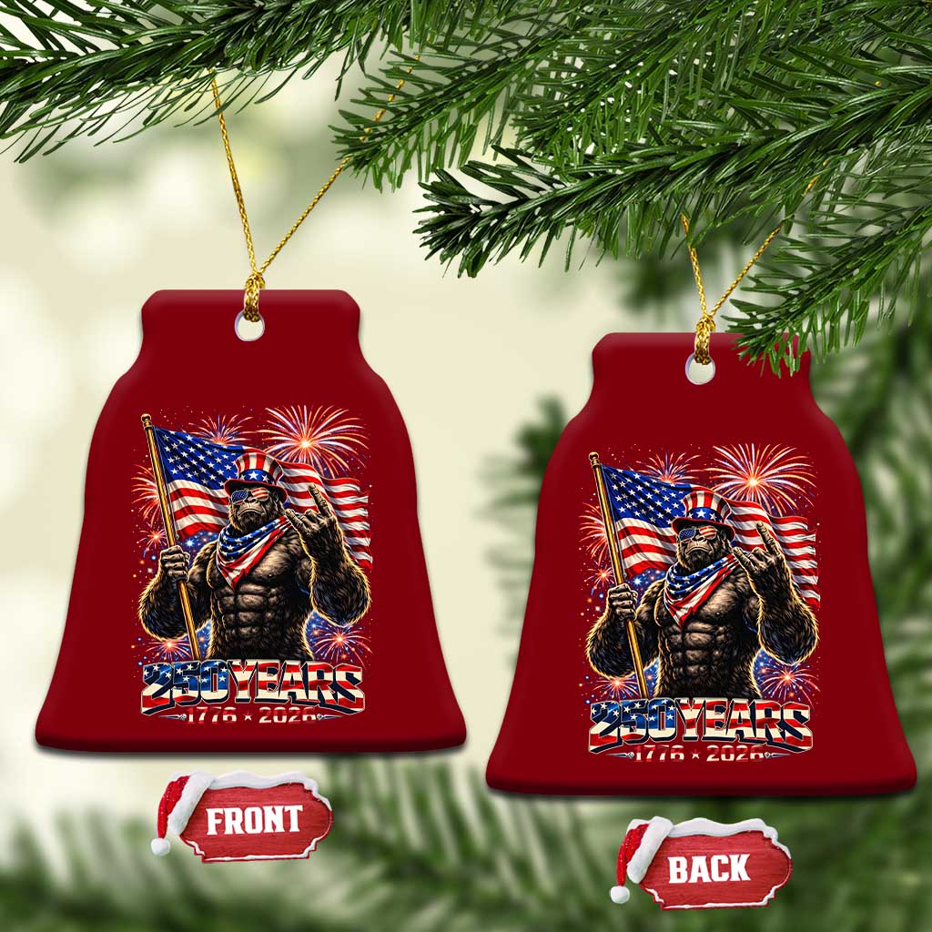 Bigfoot 250th Anniversary Ceramic Ornament USA Independence 250 Years Of Freedom 1776 2026 Patriotic Flag