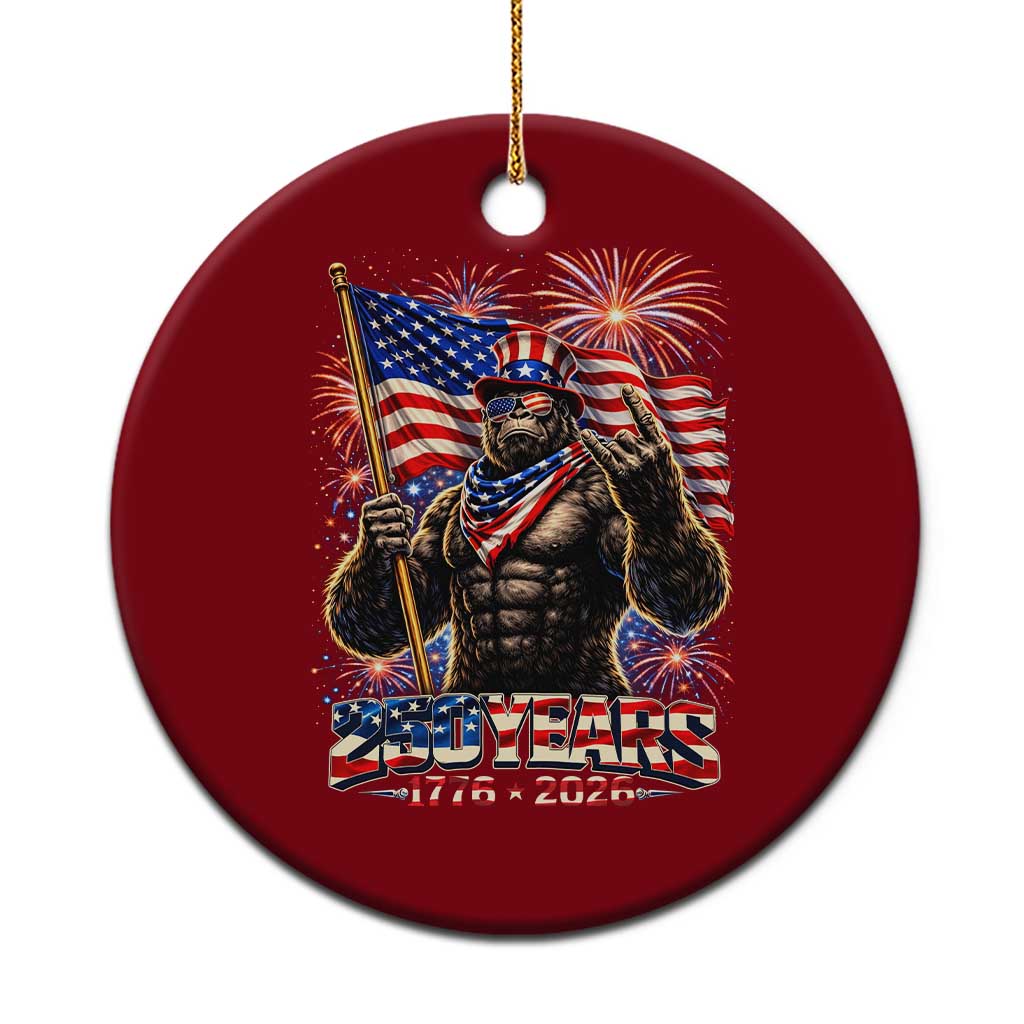 Bigfoot 250th Anniversary Ceramic Ornament USA Independence 250 Years Of Freedom 1776 2026 Patriotic Flag