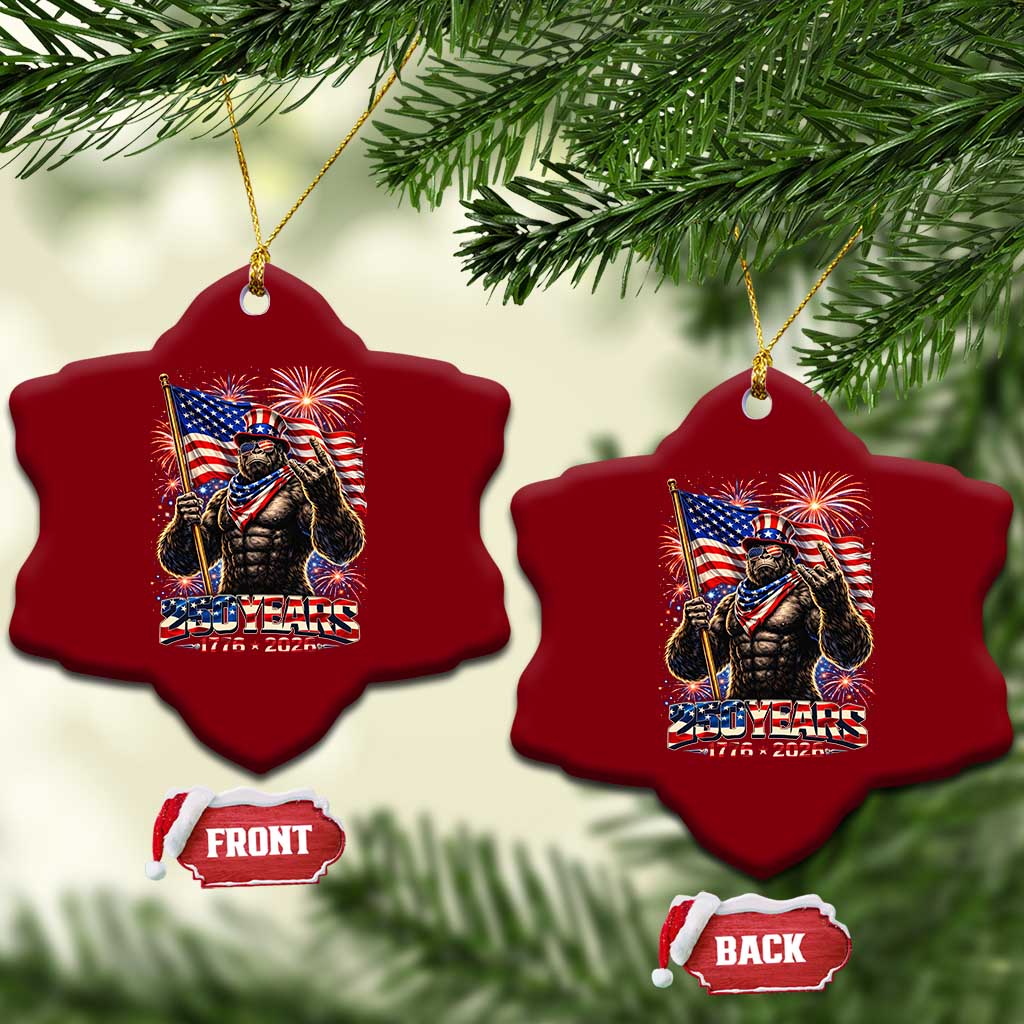 Bigfoot 250th Anniversary Ceramic Ornament USA Independence 250 Years Of Freedom 1776 2026 Patriotic Flag