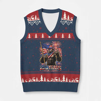 Bigfoot 250th Anniversary V-Neck Knit Sweater Vest USA Independence 250 Years Of Freedom 1776 2026 Patriotic Flag