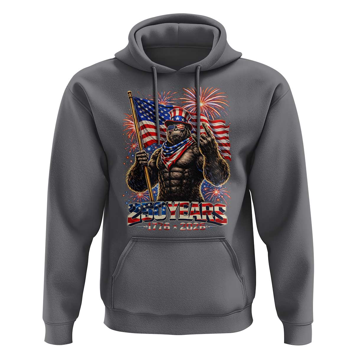 Bigfoot 250th Anniversary Hoodie USA Independence 250 Years Of Freedom 1776 2026 Patriotic Flag