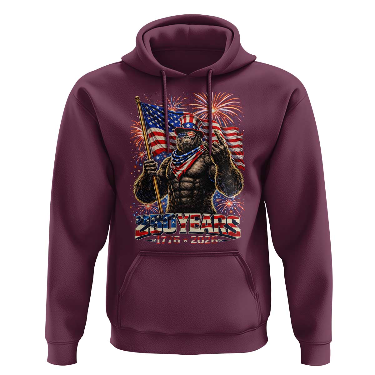 Bigfoot 250th Anniversary Hoodie USA Independence 250 Years Of Freedom 1776 2026 Patriotic Flag