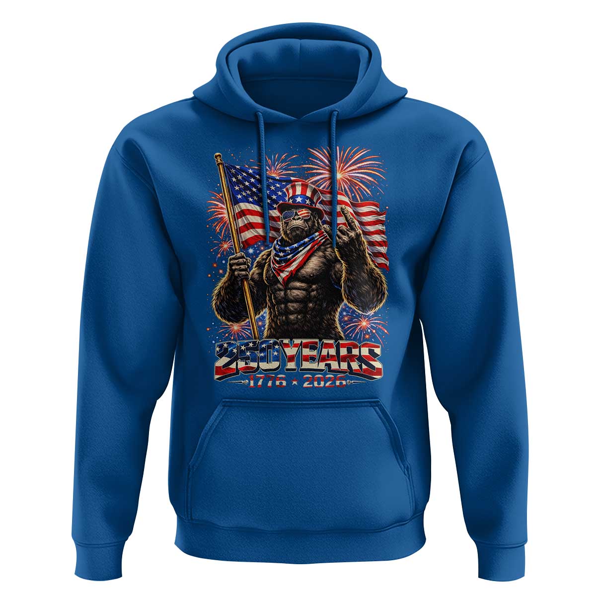 Bigfoot 250th Anniversary Hoodie USA Independence 250 Years Of Freedom 1776 2026 Patriotic Flag
